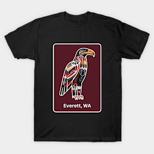 Everett Washington Native American Indian American Red Background Eagle Hawk Haida T-Shirt